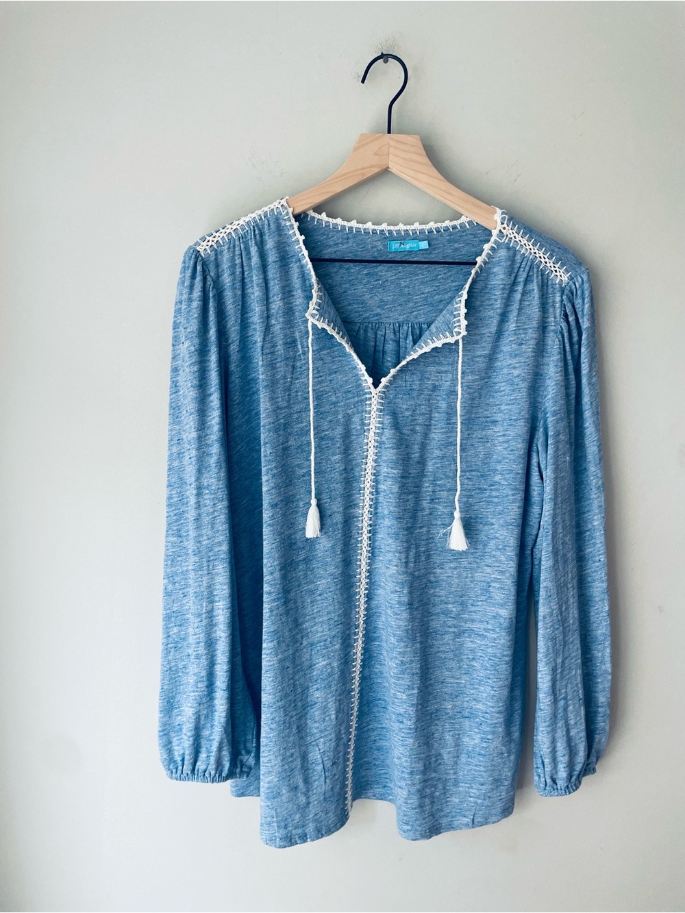 J. McLaughlin Light Blue Peasant Tie-Neck Top - Women